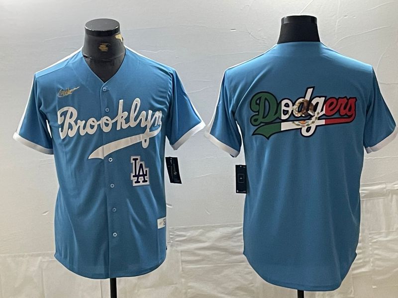 Men Los Angeles Dodgers Blank Light blue Throwback 2024 Nike MLB Jersey style 3